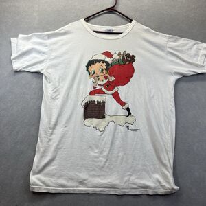 Betty Boop Mrs Claus Down Chimney Christmas Toys Shirt Vintage College Ware OS